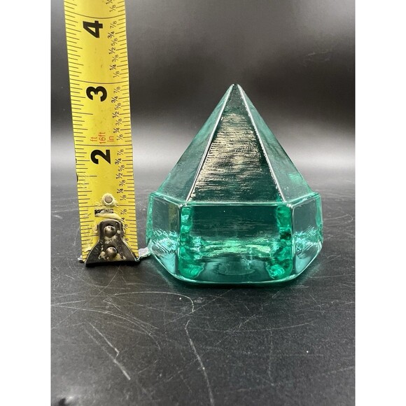 Aqua Green Ship Deck Glass Prism Pyramid Nautical Maritime Paperweight - Picture 7 of 8
